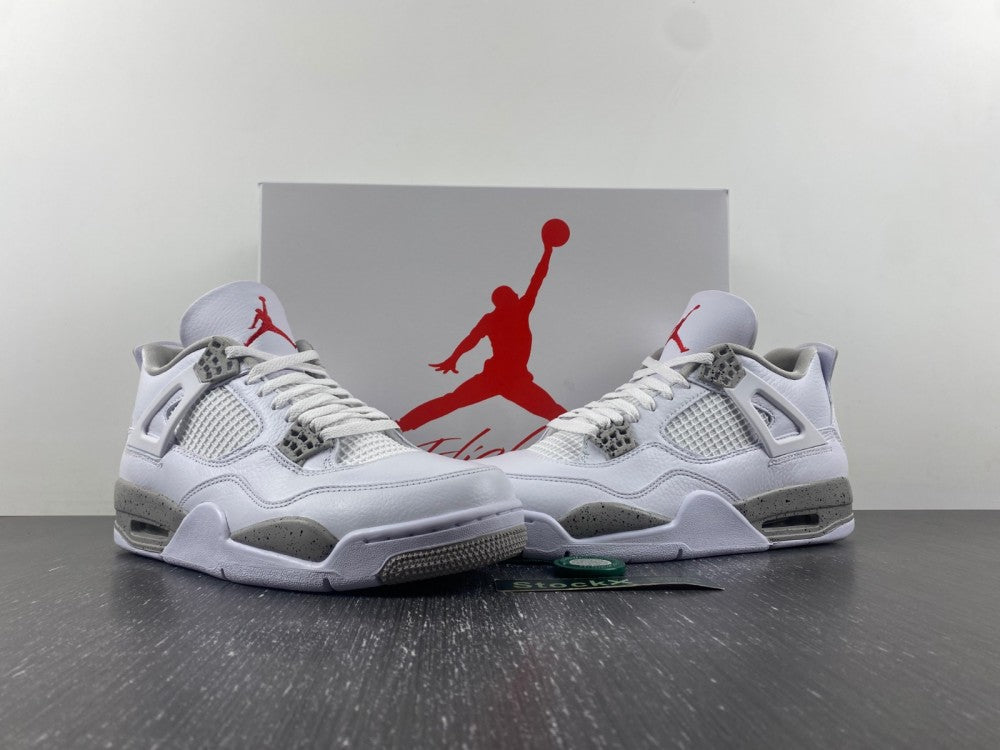 Air Jordan 4 White Oreo Sneakers For Sneakerheads Premium White Grey Cement Colorway CT8527 100