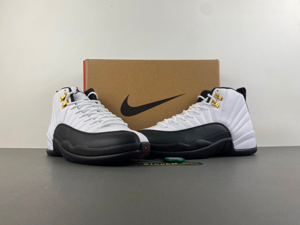 Air Jordan 12 Taxi Iconic Retro Basketball Sneaker For Collectors And Sneakerheads White Black Gold