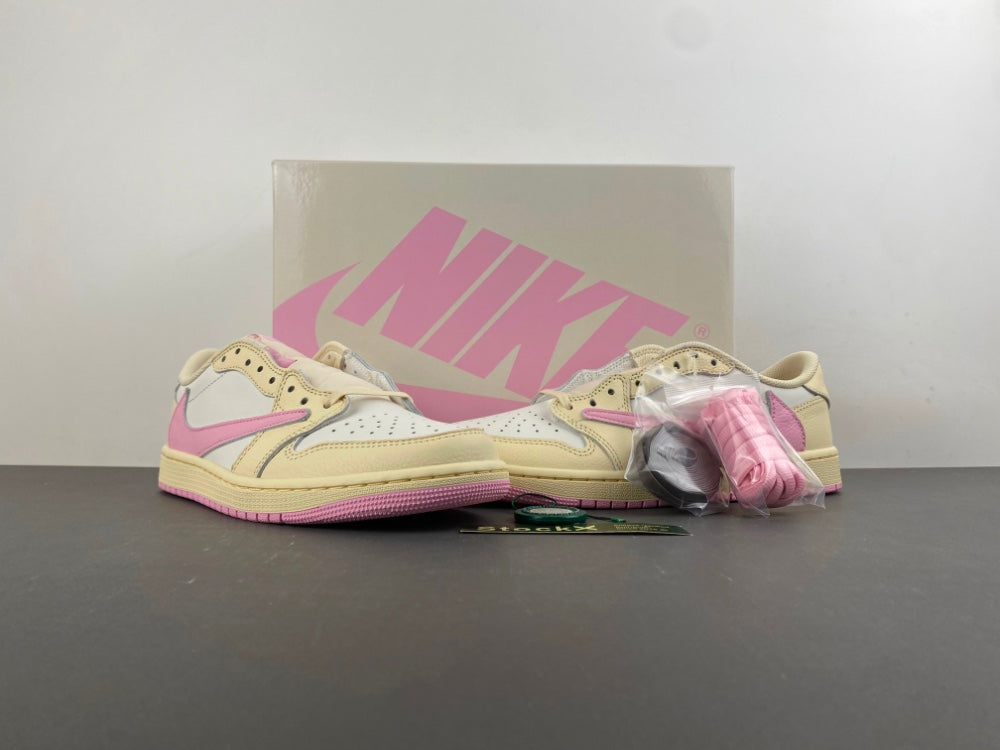Travis Scott X Air Jordan 1 Low OG Exclusive Shy Pink Reverse Swoosh Sneaker For Sneakerheads